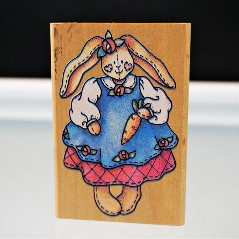 Easter Stamp Lady Bunny Rabbit Stitched Doll Stampede Rubber Stamp